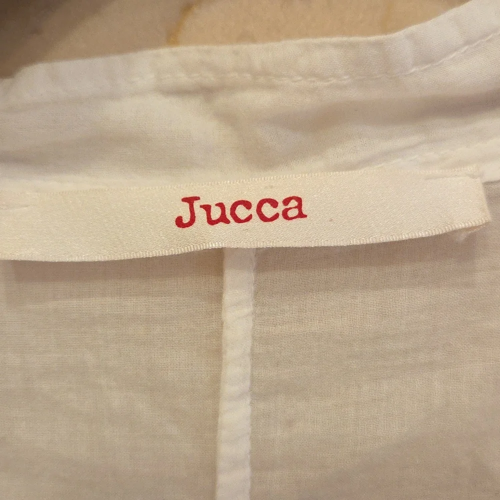 Women's JUCCA WHITE LINEN TOP BLOUSE ITALY SIZE 10 $219 - Picture 5 of 6